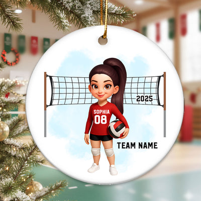 Christmas Volleyball Player - Personalized Ceramic Ornament - Gift For Volleyball Lovers, School Volleyball Team