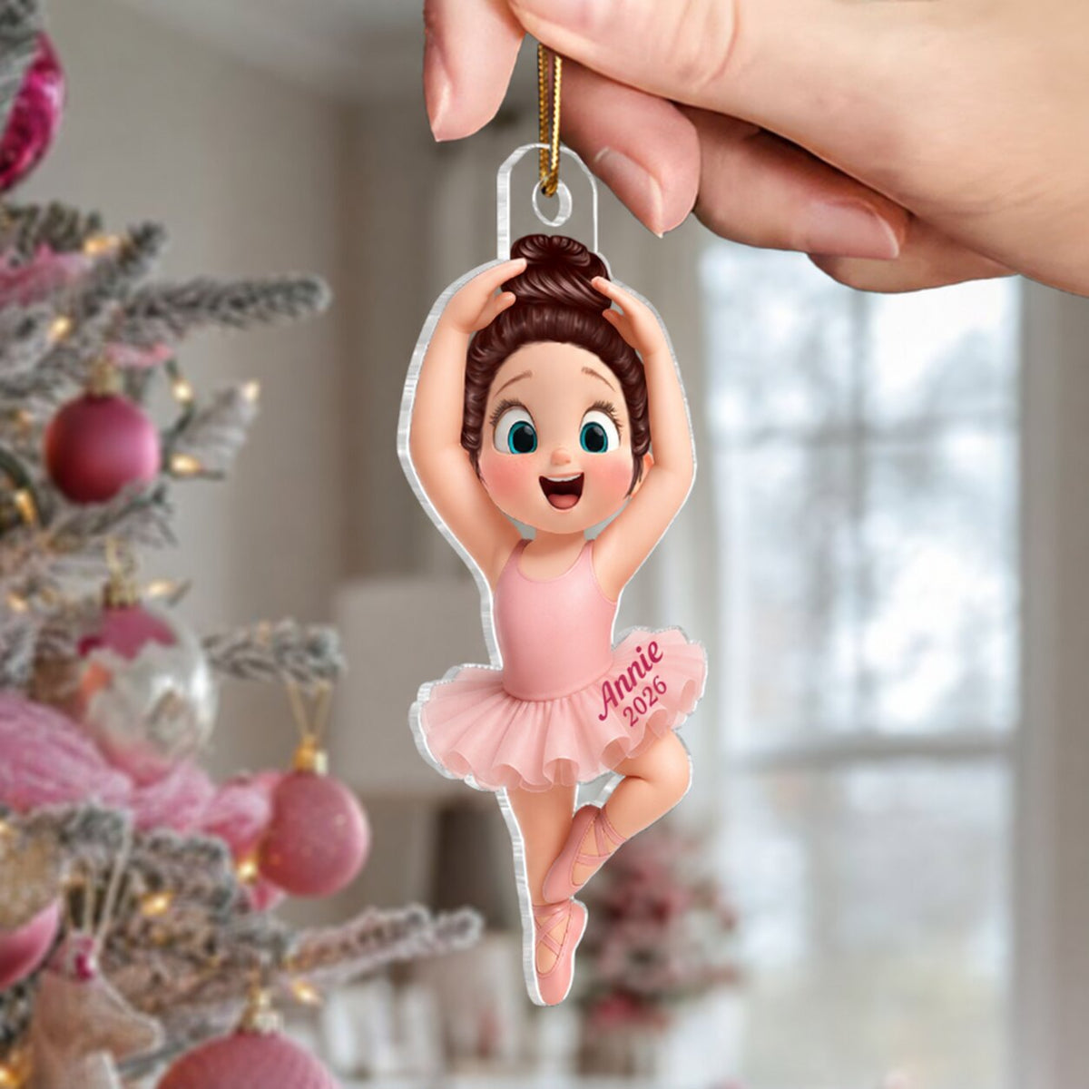 3D Effect Ballerina Little Girl Christmas Personalized Acrylic Ornament