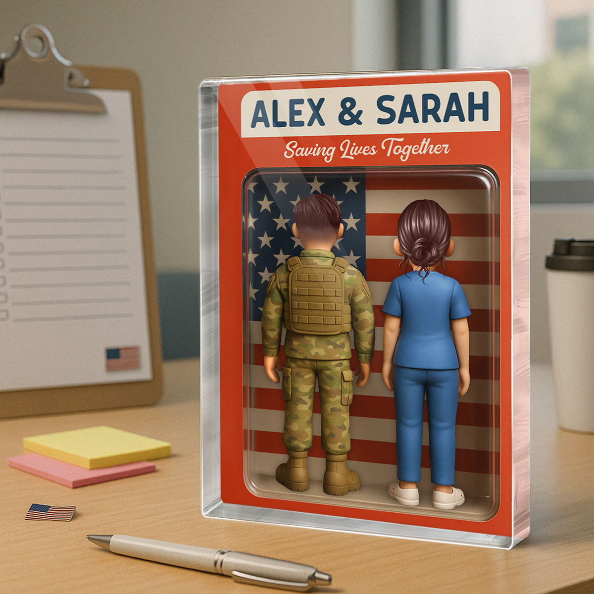 Hero Couple You & Me We Got This Cartoon Figures Style Personalized Acrylic Block Plaque