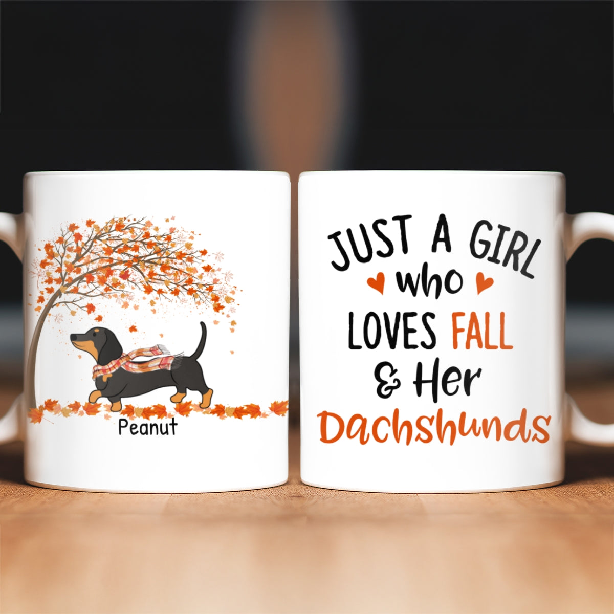 Fall Season Girl Loves Her Dachshund Personalized AOP Mug