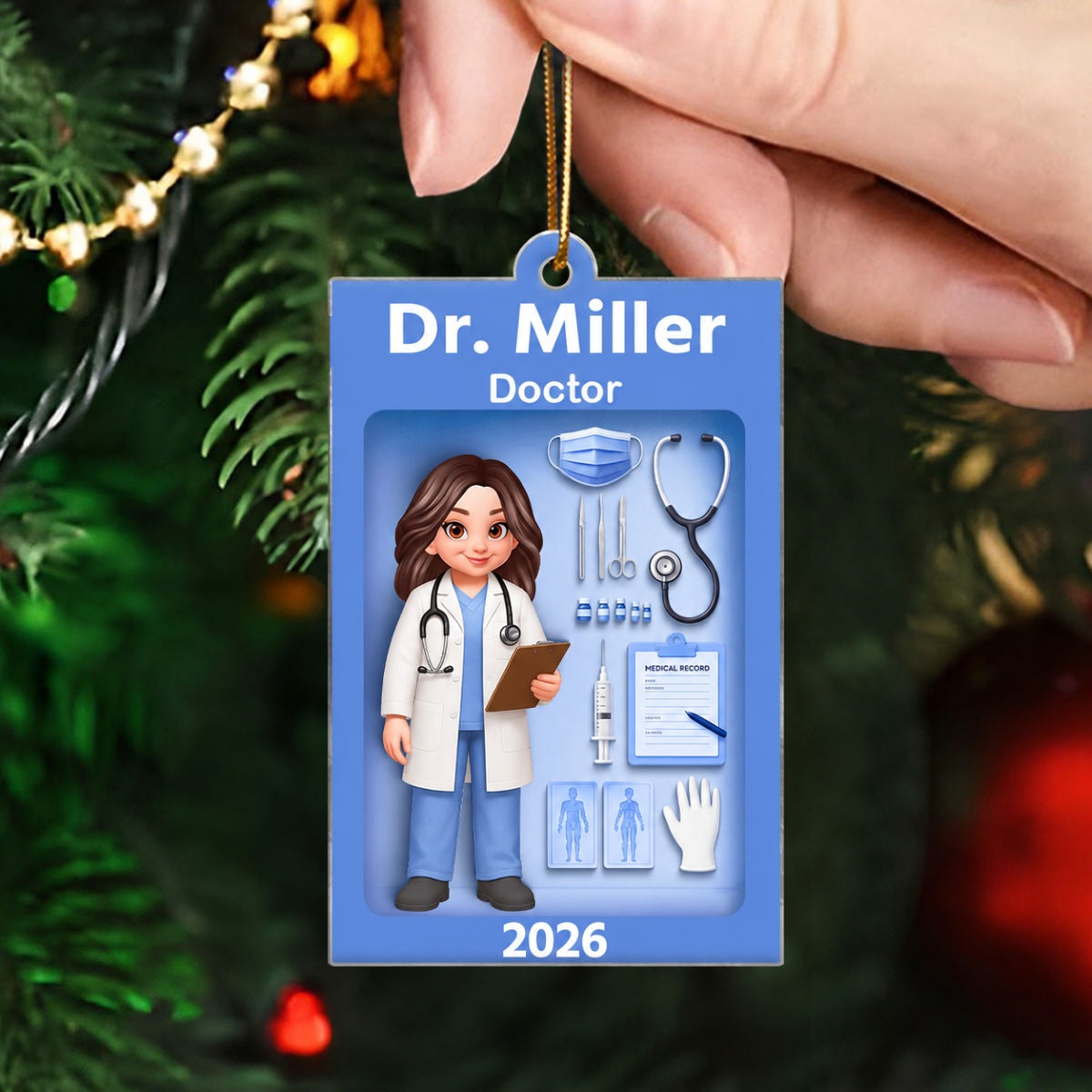 Doctor Action Figure 3D Effect - Personalized Acrylic Ornament - Special Christmas Gift For Doctor