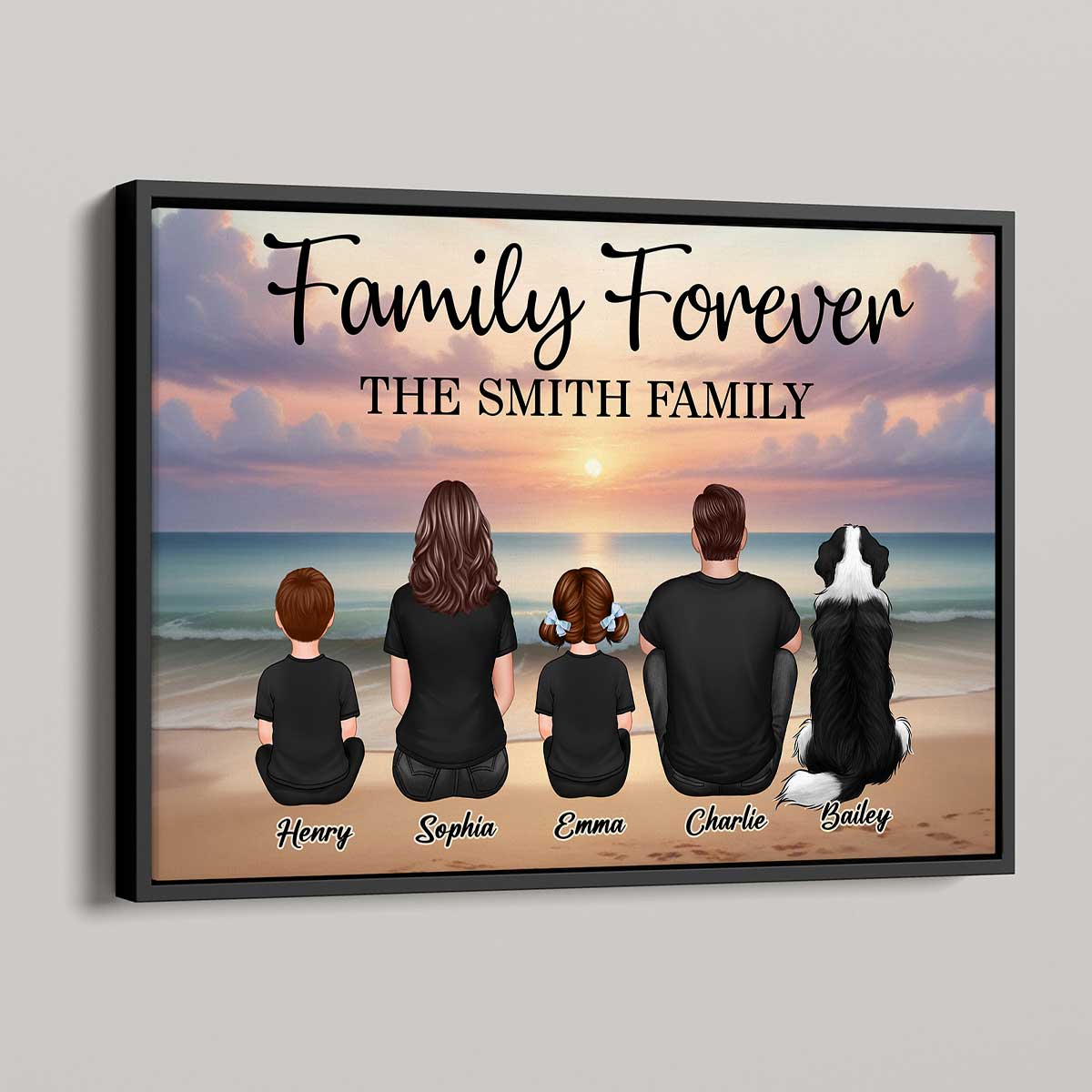 Eternal Beach Landscape Family - Personalized Poster - Gift For Dad, Gift For Husband, Gift For Grandpa