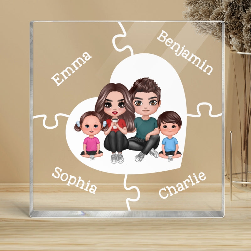 Together We Make A Family Puzzle Heart Personalized Acrylic Block Plaque