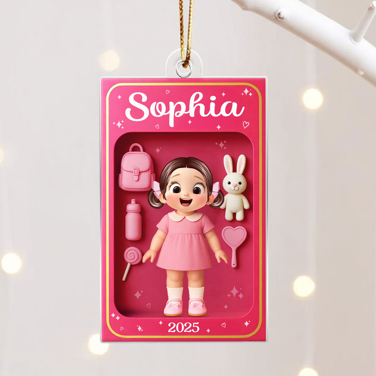 Personalized Doll Kid In Toy Box 3D Acrylic Ornament, Unique Christmas Gift For Kids, Grandkids