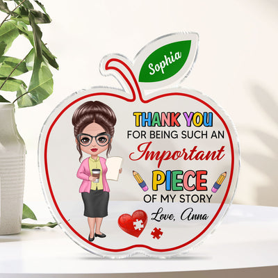 Thank You Teacher Personalized Acrylic Block Plaque, Appreciation Gift