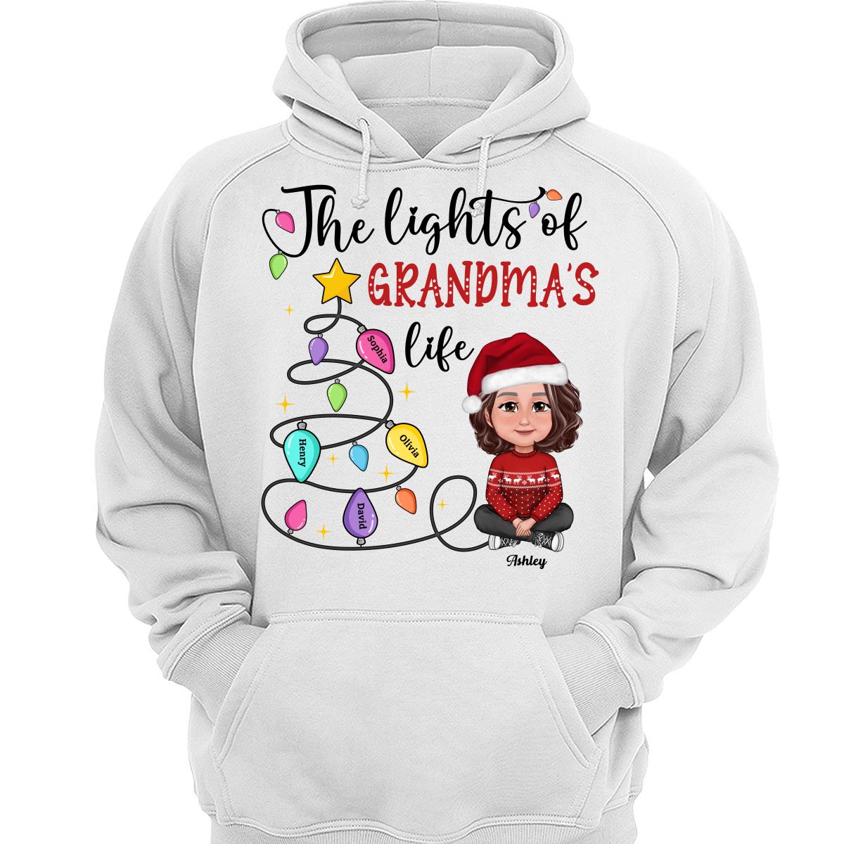 The Light Of Grandma Mom Life Christmas Personalized Shirt