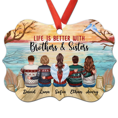 Family Besties Siblings Reflected Lake Personalized Christmas Ornament