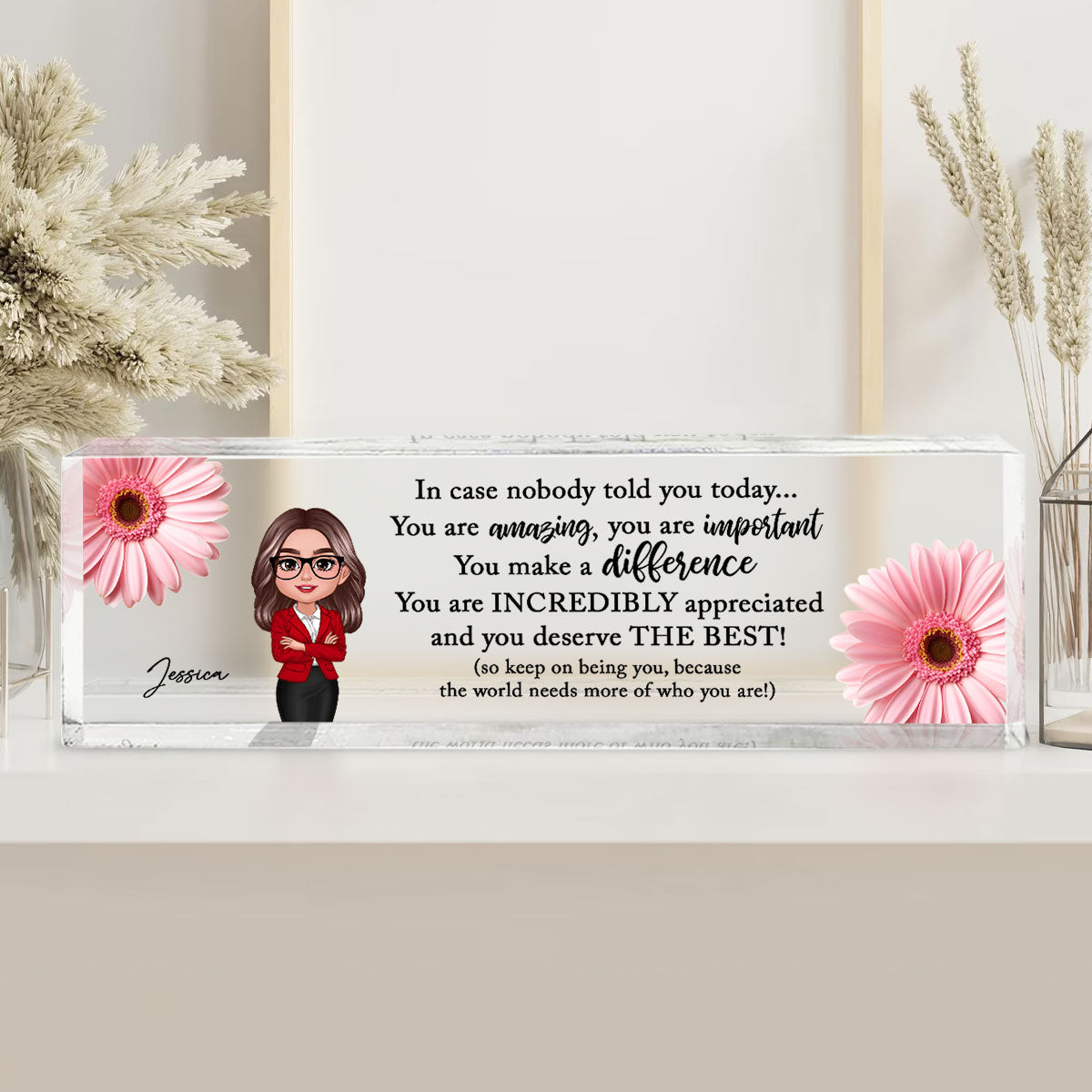 You Are Incredibly Appreciated Coworker Colleagues Affirmations Personalized Acrylic Desk Name Plate, Teacher Appreciation Gift, Retirement Gift For Coworkers, Boss, Teachers