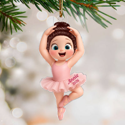 3D Effect Ballerina Little Girl Christmas Personalized Acrylic Ornament