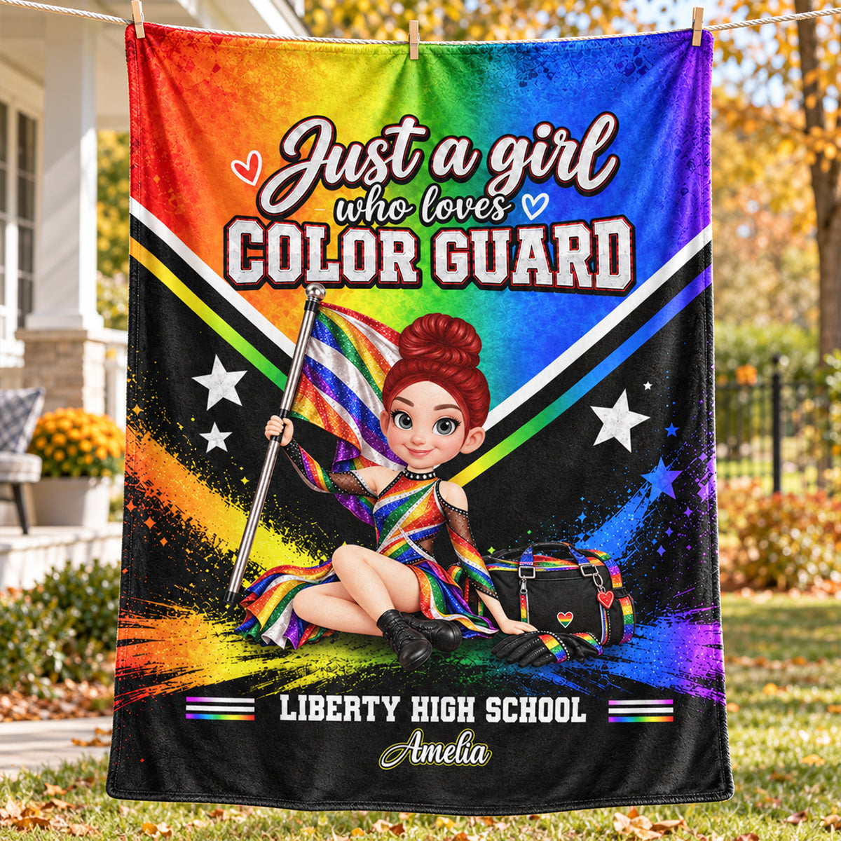 Just a Girl Who Loves Color Guard - Personalized Fleece Blanket - Christmas Gift for Daughter, Granddaughter, Niece