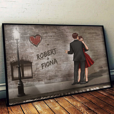 Couple Vintage Old Street Personalized Poster, Valentines Gift, Anniversary Gift for Him for Her