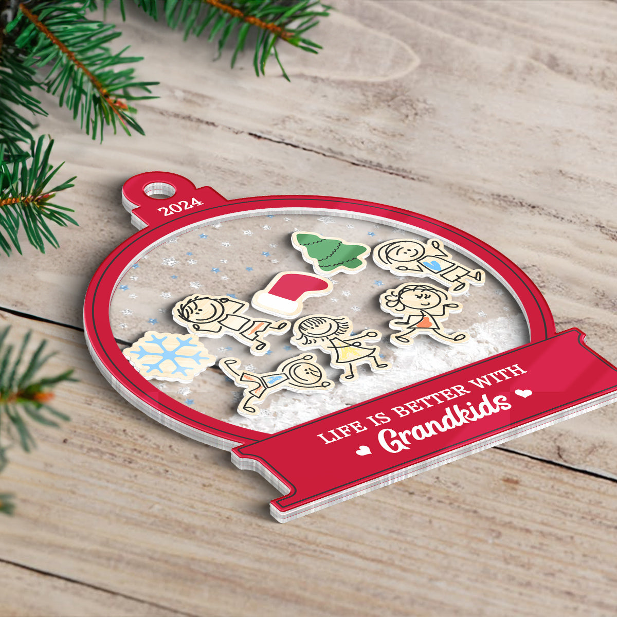 Life Is Better With Grandkids Grandma Personalized 4D Shaker Ornament, Christmas Gift For Granddaugter, Grandson, Grandma