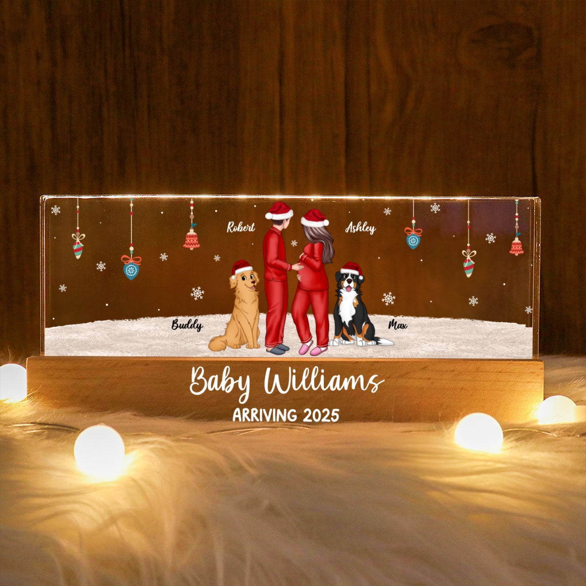Personalized Pregnancy LED, Expecting Family Christmas Personalized Acrylic Block LED Night Light, New Mom Christmas Gift