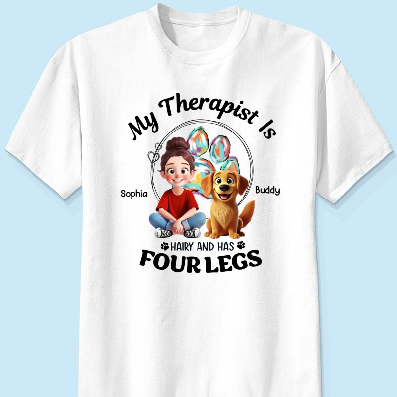 Animation Cartoon Dog My Therapist Personalized Shirt, Gift For Dog Lovers, Dog Mom