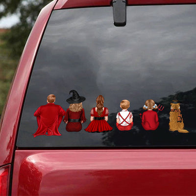 Halloween Back View Family Personalized Car Decal, Halloween Decor
