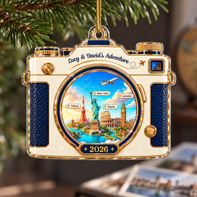 Travel Destination Landmarks Camera Lens 2D Flat Printed - Personalized Acrylic Ornament - Traveling Destination Keepsake, Christmas Gift For Traveling Lovers