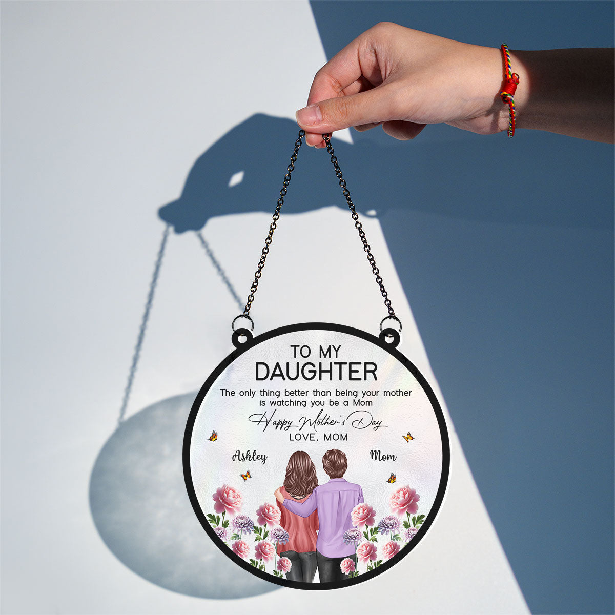 To My Daughter From Mom Happy Mother's Day Birth Flower Personalized Suncatcher, Gift For Daughter