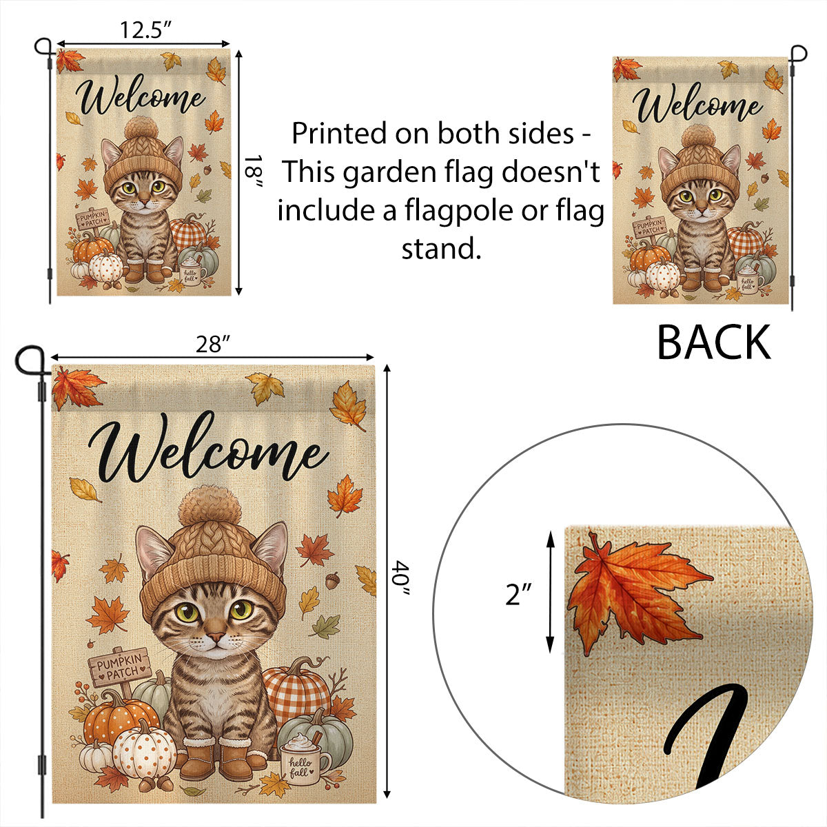Hello Fall Custom Dog Cat Pet Portrait from Photo - Personalized Garden Flag - Cozy Fall Decor for Pet Lovers