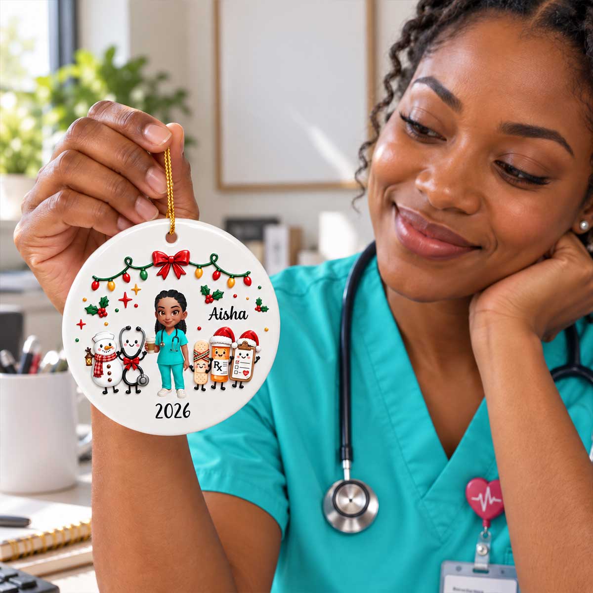 Cute Nurse Things 2D Flat Printed - Personalized Ceramic Ornament - Christmas Gift, Graduation Gift For Nurse, Healthcare Workers, Gift For Colleagues, Coworkers