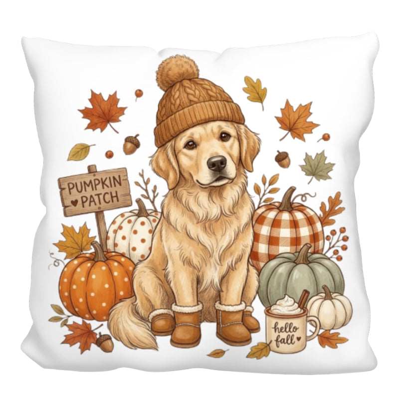 Custom Dog Photo Pumpkin Patch - Personalized Pillow - Fall Gift for Dog Moms, Cat Moms, Pet Lovers