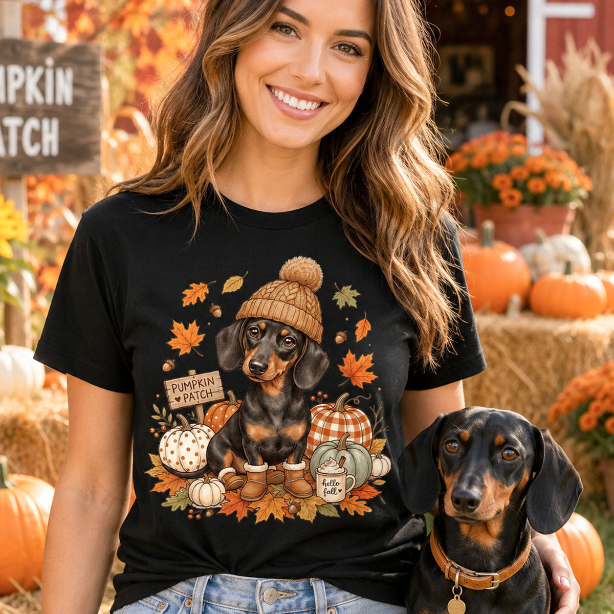 Custom Dog Cat Photo Pumpkin Patch - Personalized Shirt - Trendy Fall Gift for Dog Moms, Cat Moms, Pet Lovers