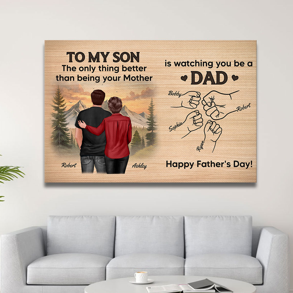 From Mom Dad To Son Watching You Be A Dad Personalized Wrapped Canvas, Gift For Son