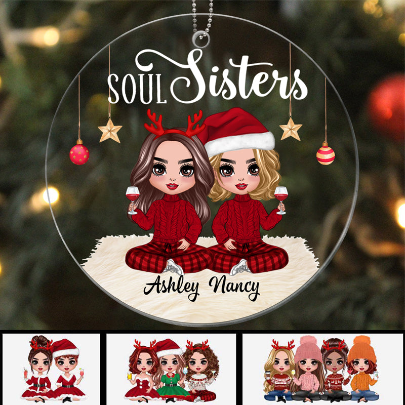 Doll Besties Christmas Checkered Pants Personalized Acrylic Ornament