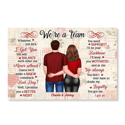 We‘re A Team Couple Back View Standing Old Paper Personalized Horizontal Poster