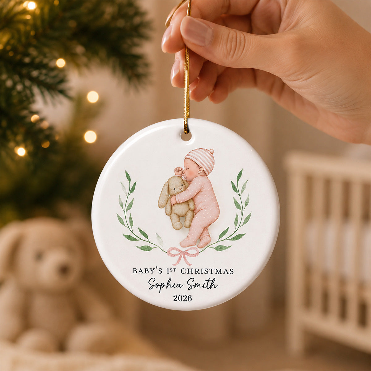 Baby’s First Christmas Sleeping Baby – Personalized Ceramic Ornament