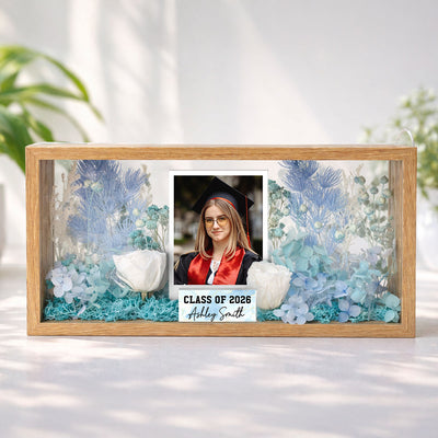 Class Of Year Senior Custom Photo - Personalized DIY Flower Shadow Box LED Night Light - Graduation Gift For Graduates, Daughter