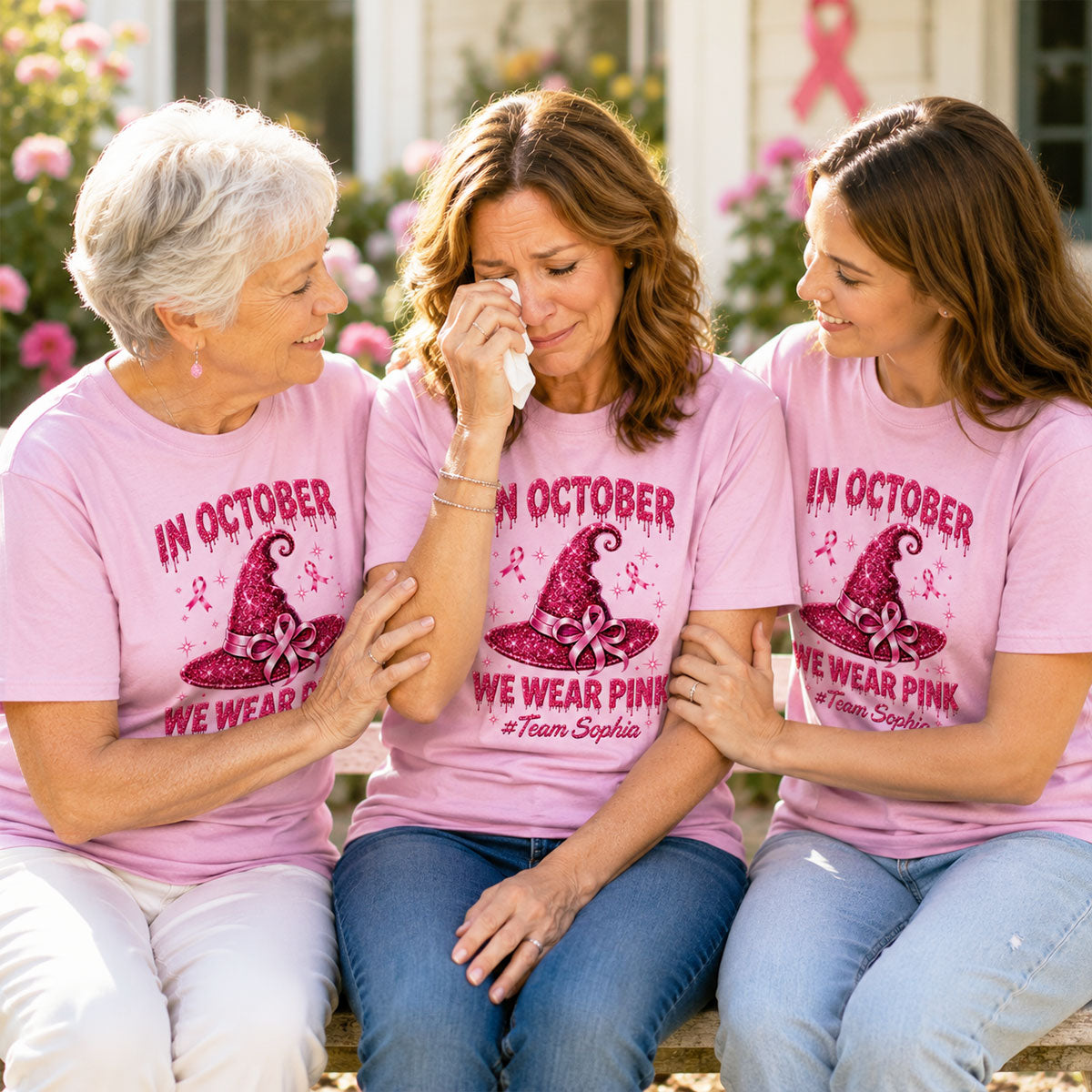 Pink Witch Hat - Personalized Shirt - In October We Wear Pink, Breast Cancer Awareness