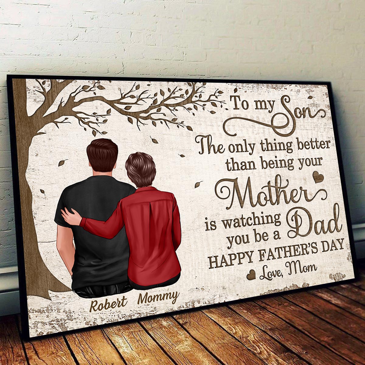 Under Tree To My Son From Mom Happy Father‘s Day Personalized Horizontal Poster