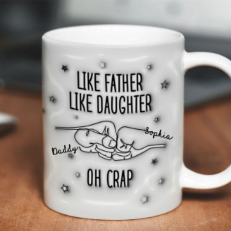 Like Father Like Son Like Daughter One Line Fist Bump Personalized 3D Inflated Printed Mug