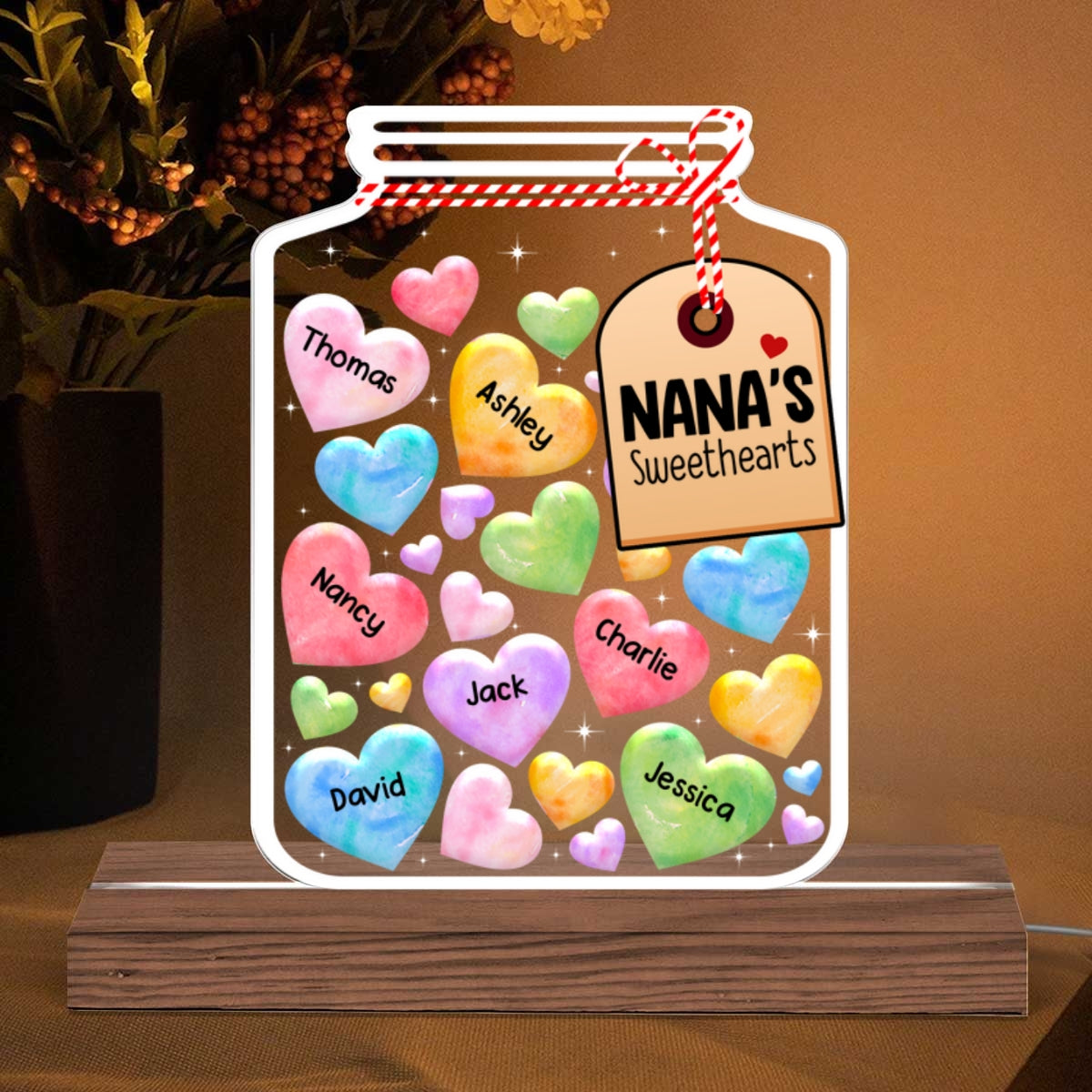Grandma Mom Sweethearts Personalized Acrylic Custom Shape LED Night Light
