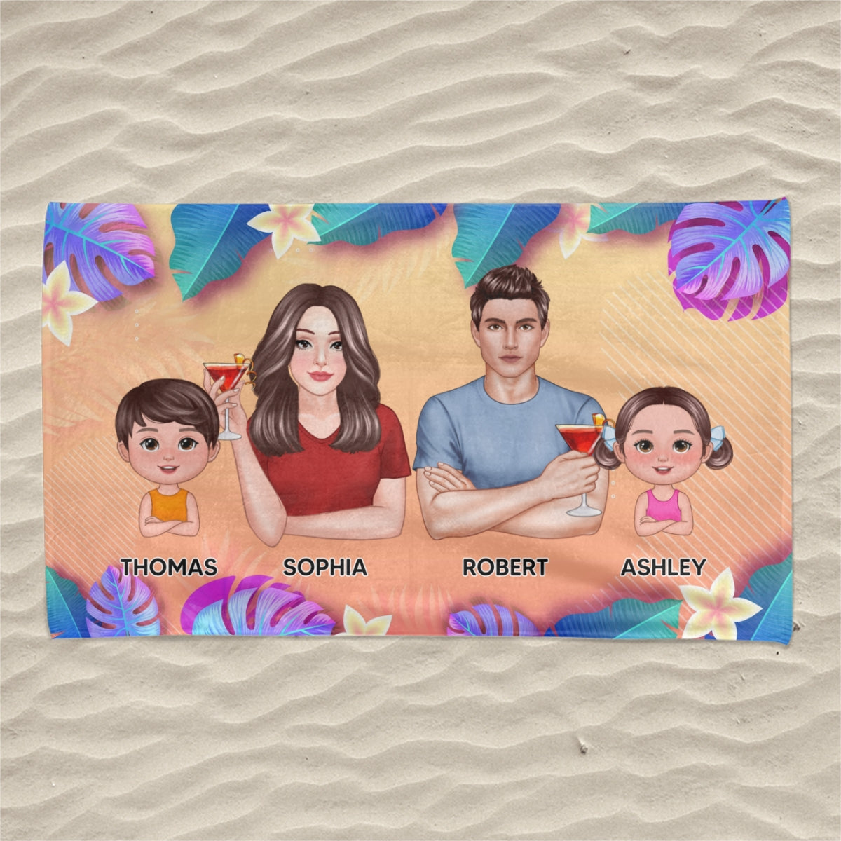 Summer Family Crossed Arms Personalized Beach Towel
