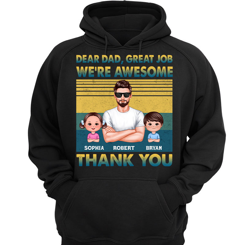 Dear Dad Great Job Green Yellow Retro Personalized Shirt