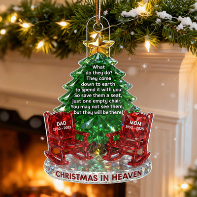 3D Crystal Effect Christmas In Heaven Memorial - Personalized Acrylic Ornament - Remembrance Gift, Sympathy Gift