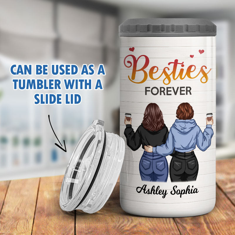 To My Bestie Back View Personalized 4 In 1 Can Cooler