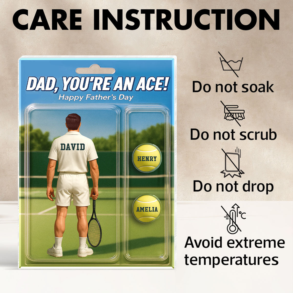 You're An Ace Tennis Dad With Kids' Names Custom Figure Personalized Acrylic Block Plaque, Father's Day Gift For Him, For Dad