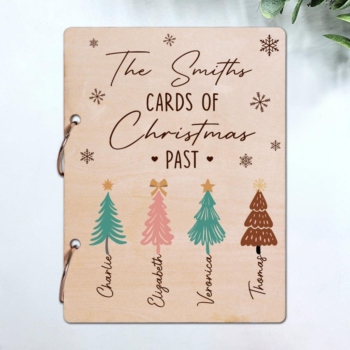 Pine Tree Family Personalized Christmas Card Keeper, Birthday, Wedding, Holiday Card Holder