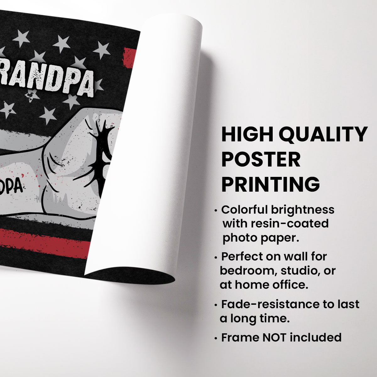 Dad Grandpa Fist Bump Nation Flag Personalized Poster, Father's Day Gift For Dad, For Grandpa, For Husband