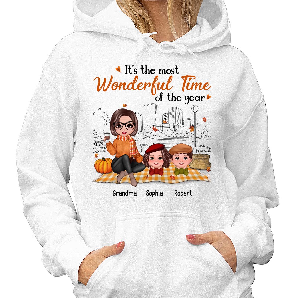 Fall Season Doll Grandma & Grandkids Picnic Personalized Shirt