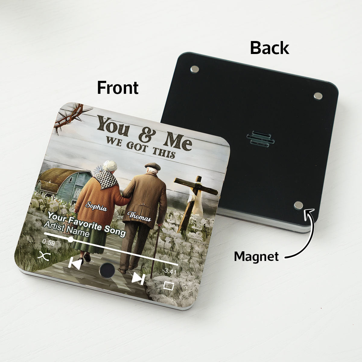 God Knew My Heart Needed You Old Couple Personalized Music Fridge Magnet, Anniversary  Gift For Him, For Her