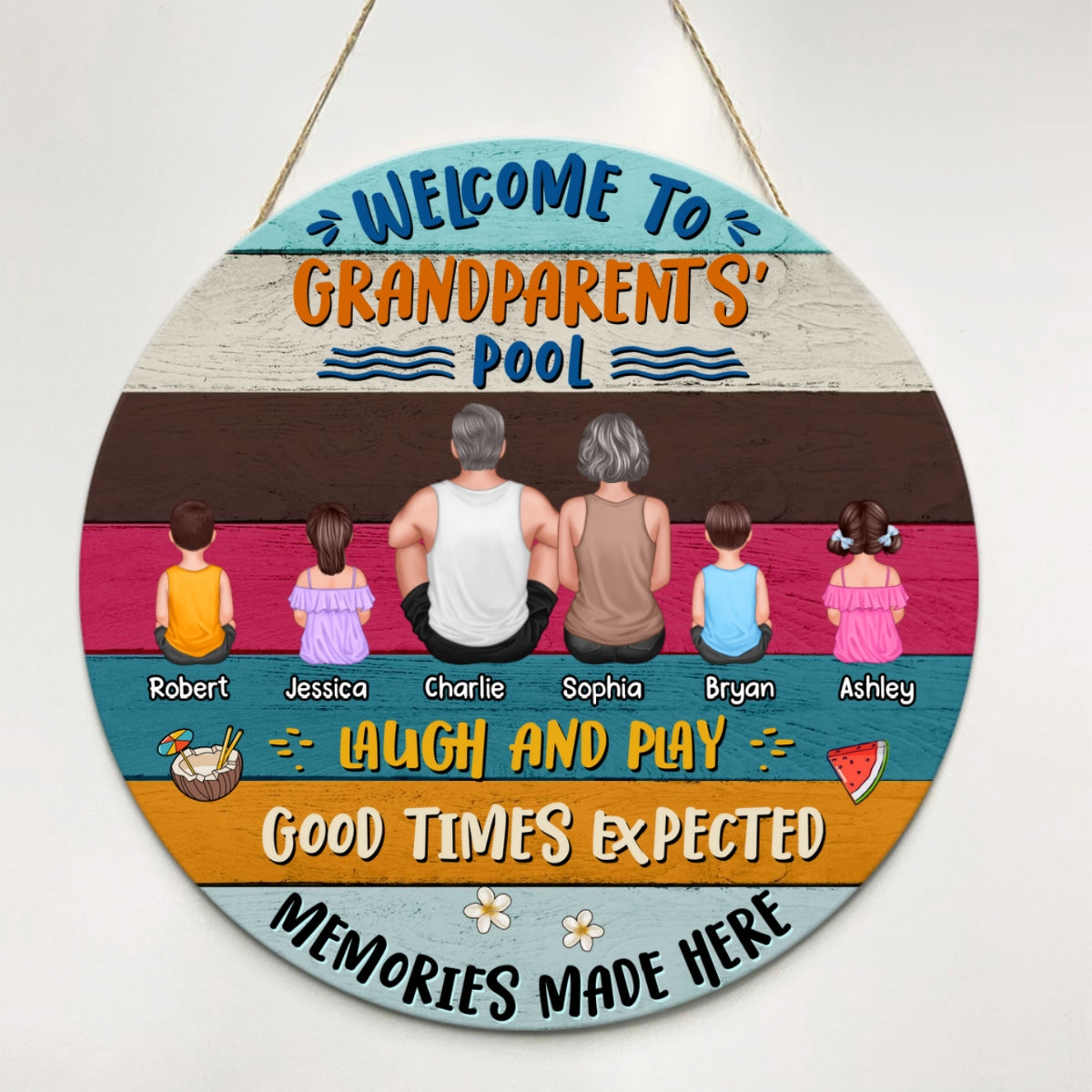 Welcome To Grandparents‘ Pool Summer Personalized Wooden Pool Sign