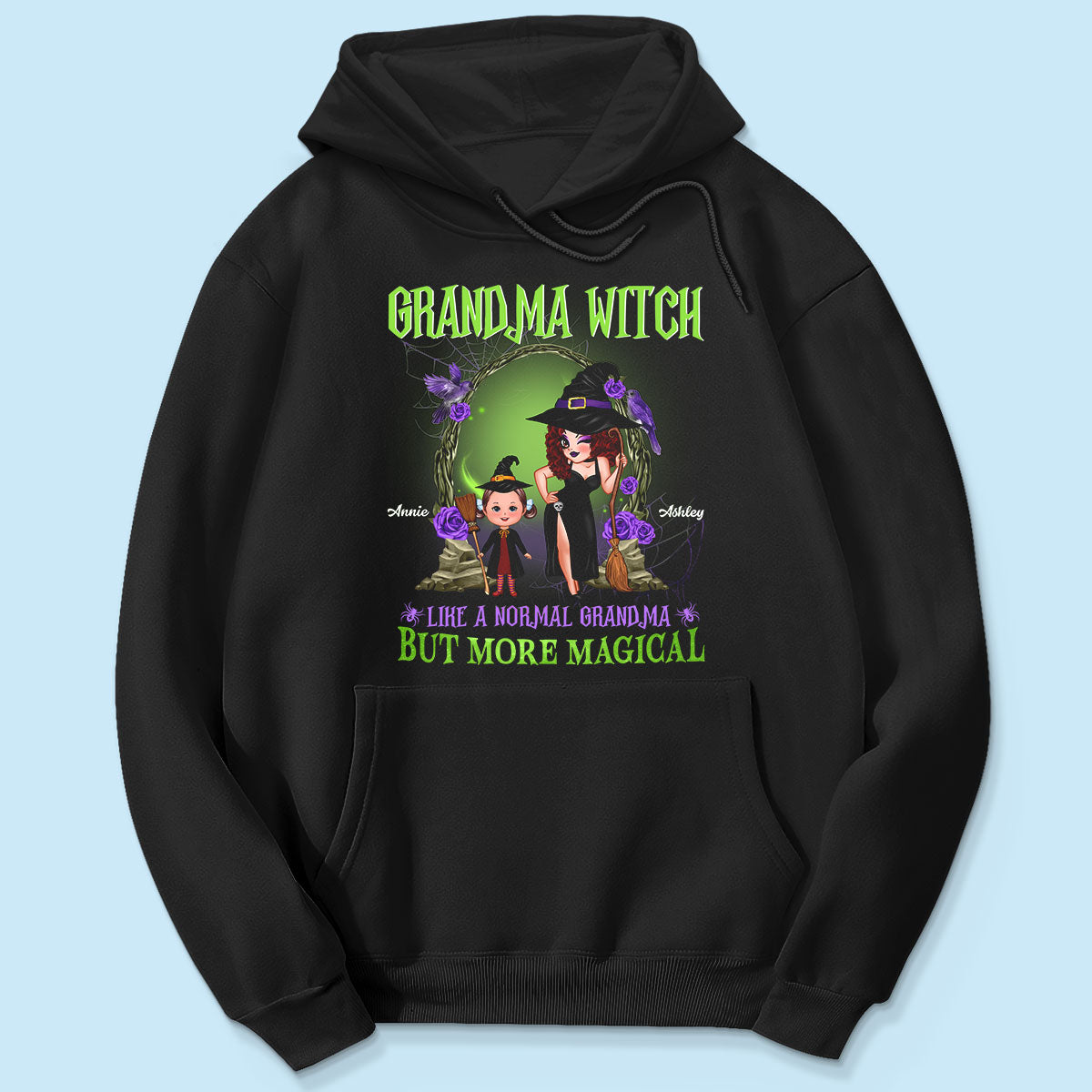 Purple And Green Pretty Grandma & Grandkids Halloween Personalized Shirt