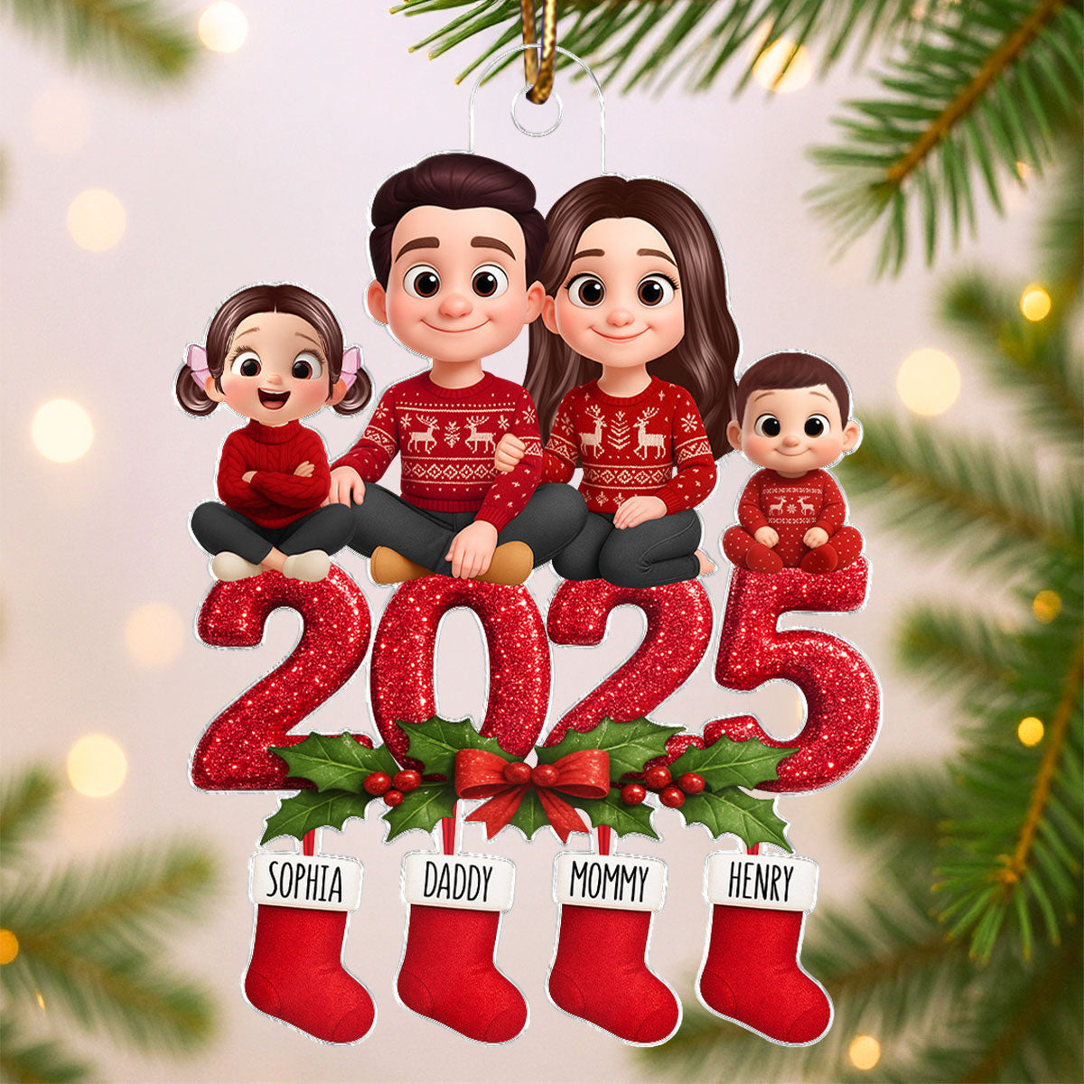 Our Family 2025 Keepsake - Personalized Acrylic Ornament - Christmas Decor for Family
