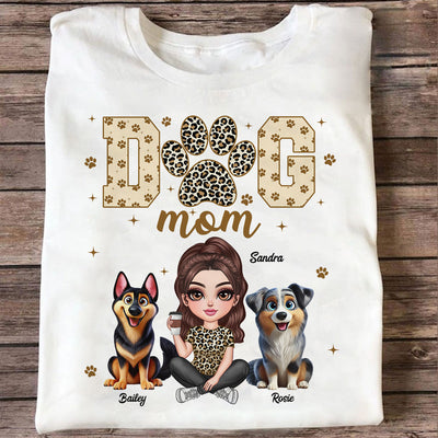 Dog Mom Leopard 3D Cute Dogs Personalized Shirt
