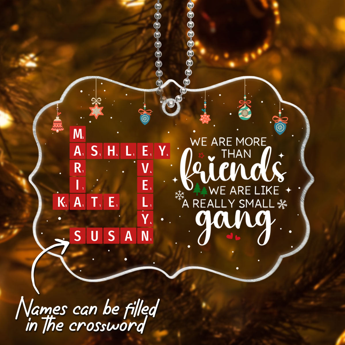 We Are More Than Friends Crossword Personalized Acrylic Ornament, Unique Christmas Gifts For Besties, Best Friends