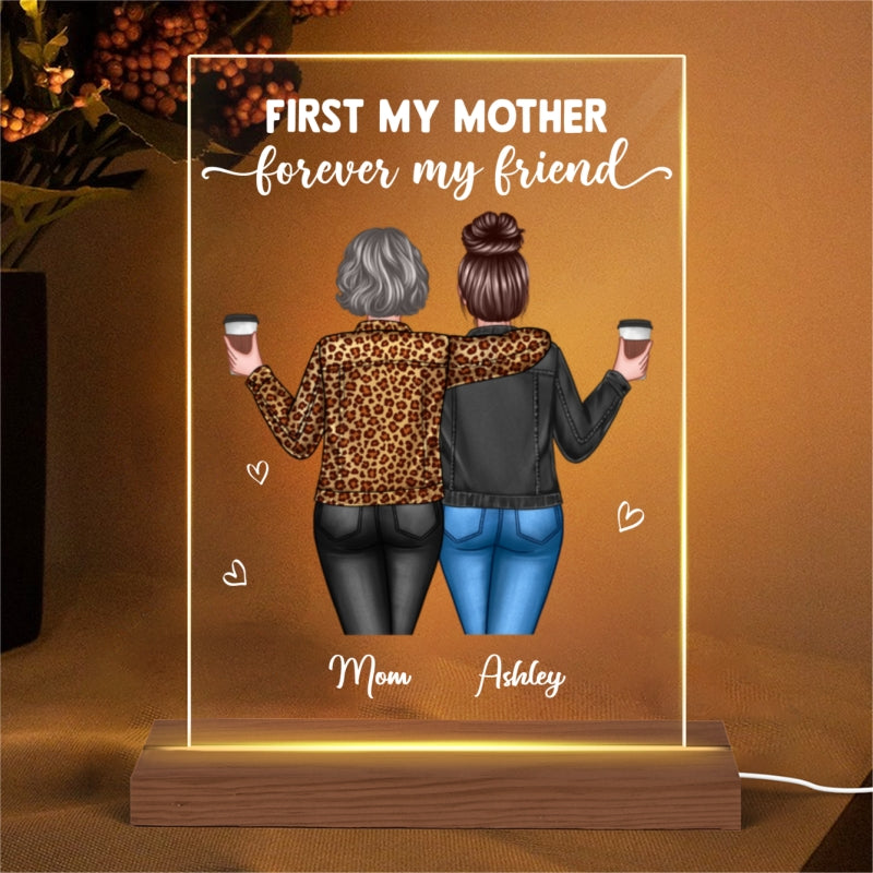 First Mother Forever Friends Back View Women Personalized Acrylic LED Night Light