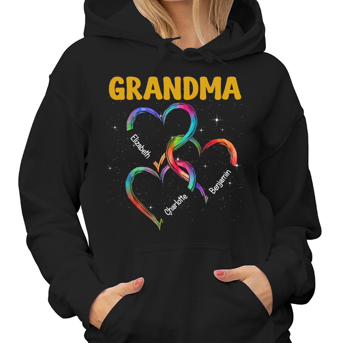 Grandma Mom Hearts Joined Together Personalized Shirt
